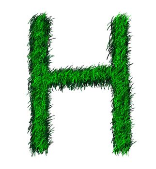 Computer graphic as one alphabet of green grass.