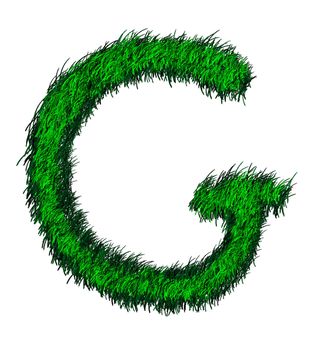 Computer graphic as one alphabet of green grass.