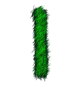 Computer graphic as one alphabet of green grass.