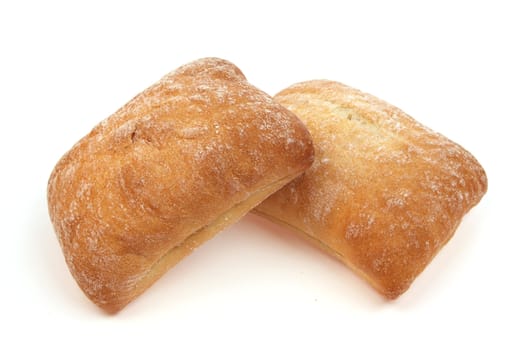 Bread and buns isolated against a white background