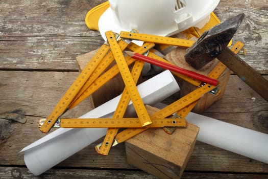 carpenter's tools on a workbench 