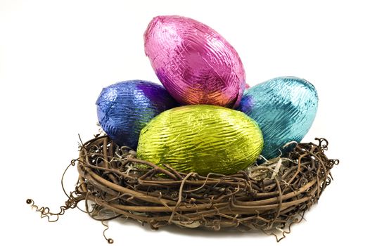 Colorful easter eggs on a white background