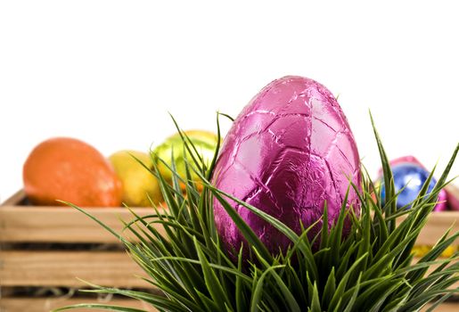 Colorful easter eggs on a white background