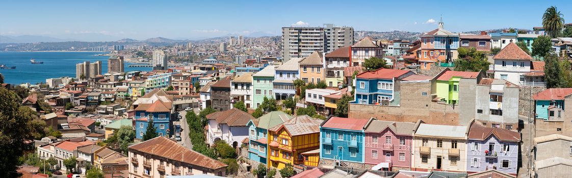 Panoramic view on the historic city of Valparaiso, Chile, UNESCO World Heritage.