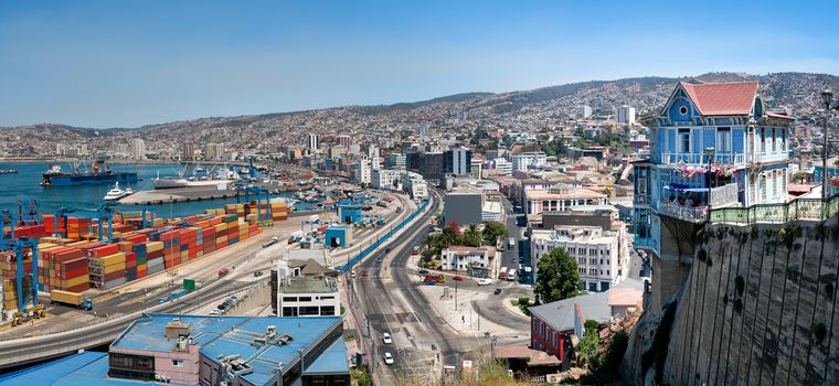 Panoramic view on Valparaiso, Chile, UNESCO World Heritage.