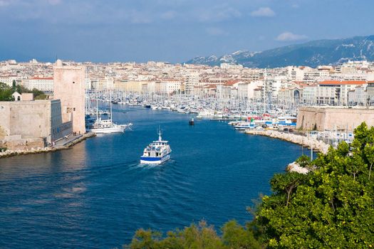 Panoramic view of Old Port of Marseille, France