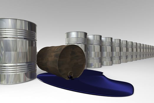 Risk of crude oil pollution, conceptual image, 3D render image.