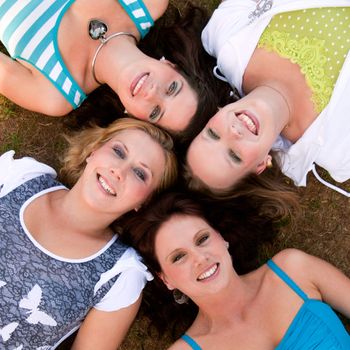 Girlfriends are having fun in the park