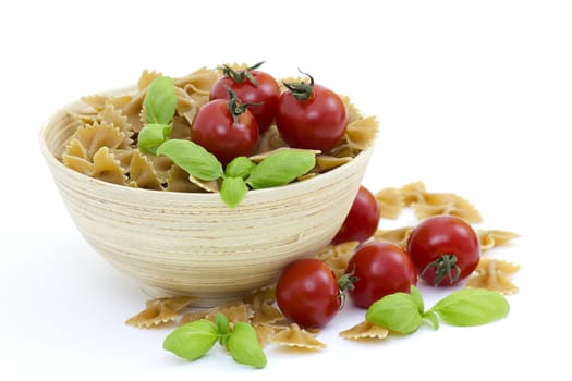 vegetarian food with tomato isolated on white background 