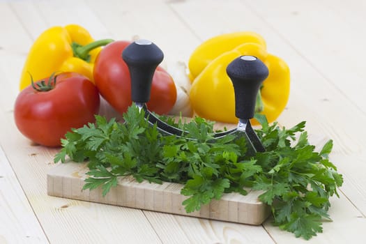 Freshly chopped parsley and vegetables
