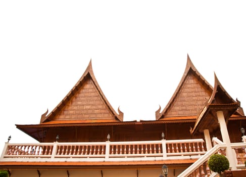 Pattern of Thai medern roof building isolated on white.