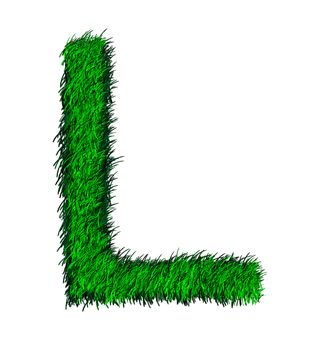 Computer graphic as one alphabet of green grass.