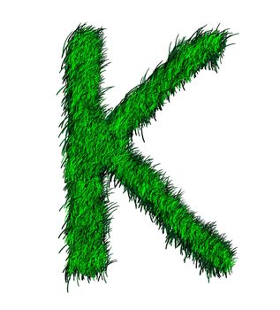 Computer graphic as one alphabet of green grass.