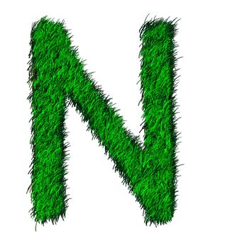 Computer graphic as one alphabet of green grass.