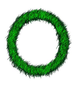 Computer graphic as one alphabet of green grass.