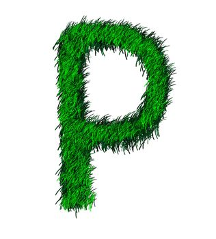 Computer graphic as one alphabet of green grass.