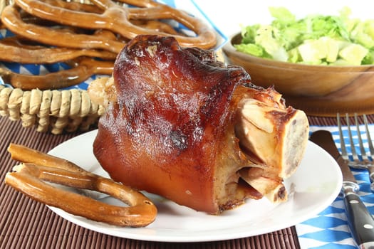 grilled pork hock on a white background