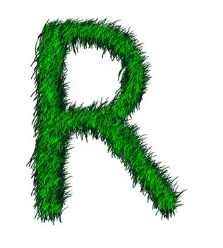 Computer graphic as one alphabet of green grass.