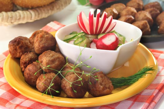 Swedish meatballs with radish-cucumber salad