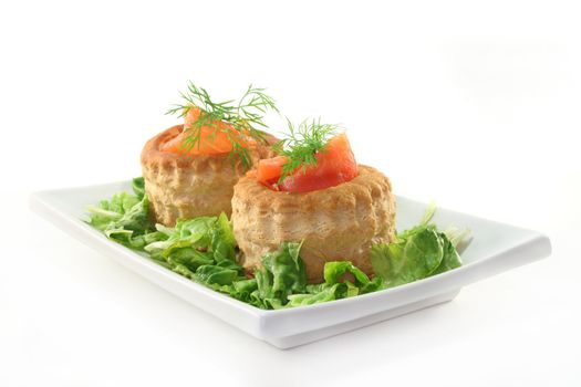 Salmon pate with dill on a bed of salad