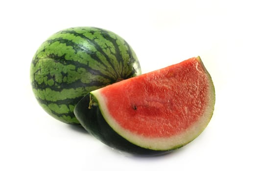 a sliced watermelon on white background