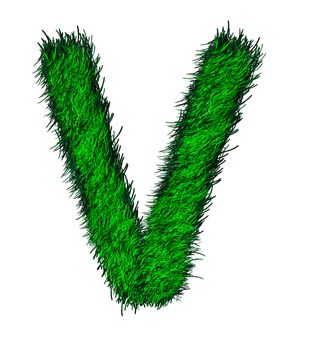 Computer graphic as one alphabet of green grass.