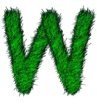 Computer graphic as one alphabet of green grass.