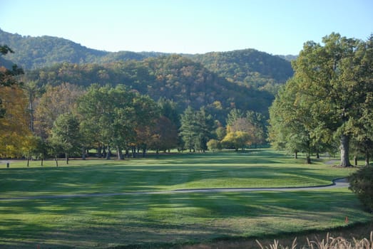 Mountain golf course in the early morning