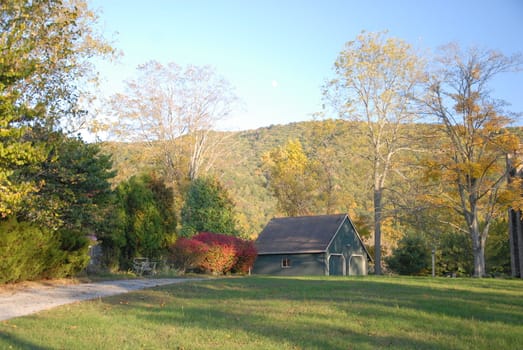 An old barn in the fall of the year