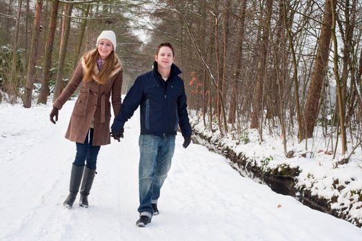 couple having a winter hike
