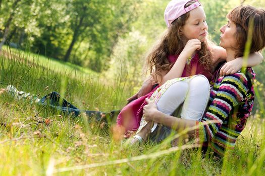 Mother and daughter have a happy time together