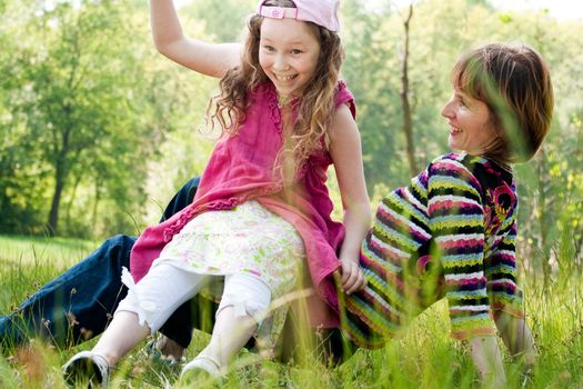 Mother and daughter have a happy time together