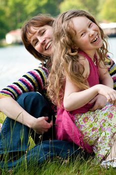 Mother and daughter have a happy time together