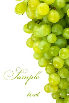 A bunch of green grapes over white background with copy space