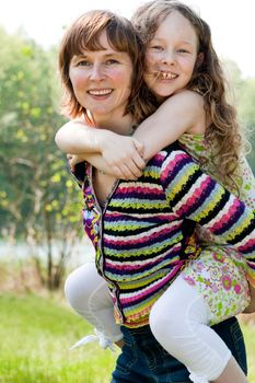 Mother and daughter have a happy time together