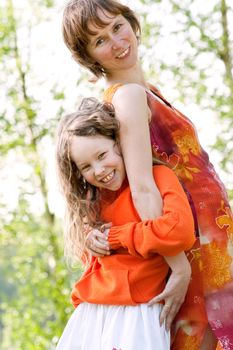 Mother and daughter have a happy time together