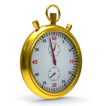 Stopwatch on white background. Isolated 3D image