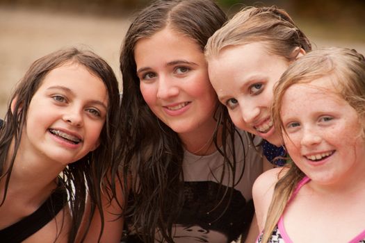 Group of young girls are having fun