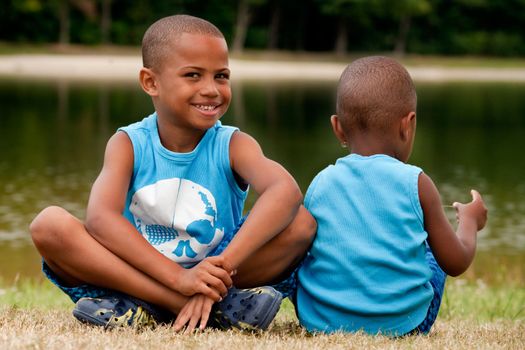 Happy black family enjoying their free day 