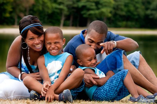 Happy black family enjoying their free day 