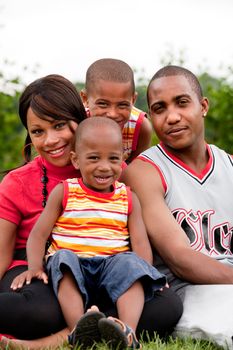 Happy black family enjoying their free day 