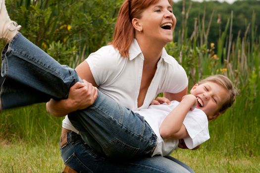 Mother and Daughter are happy in the park