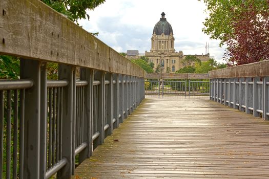 Bridge leading to the Saskatchewan Legislative Building in Regina