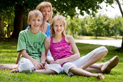 Happy family enjoying their free time in the park