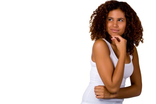 Natural african girl in a white shirt
