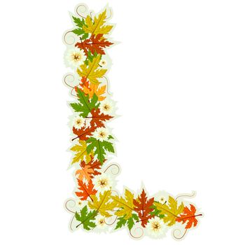 Pattern letter made from flowers and leaves