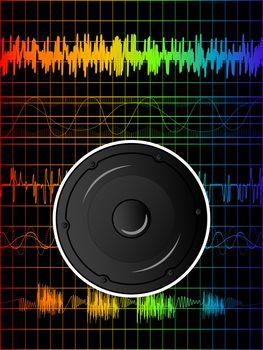 Abstract rainbow disco background with speaker