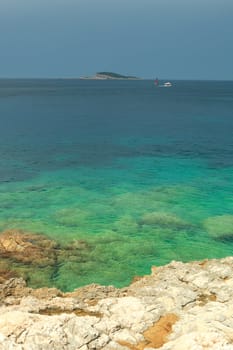 Clear blue Adriatic sea on the coast of Croatia