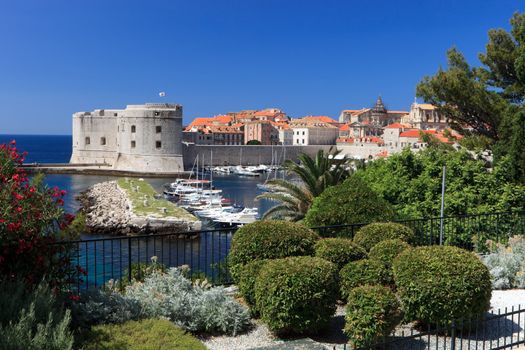 Dubrovnik old town fortification and harbour