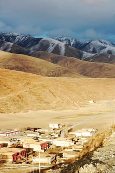 Landscape of a village in the highlands of west Sichuan,China
